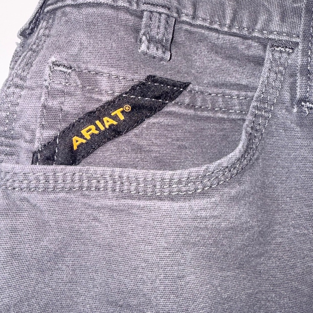 Ariat Rebar M7 Slim Straight Leg Pants Mens 32/30 Grey Cotton Canvas - Picture 6 of 6